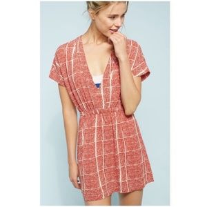 Anthropologie Red Pattern Grove Beaded Mini Dress